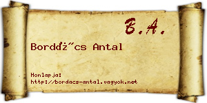 Bordács Antal névjegykártya