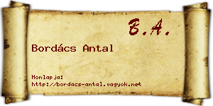 Bordács Antal névjegykártya